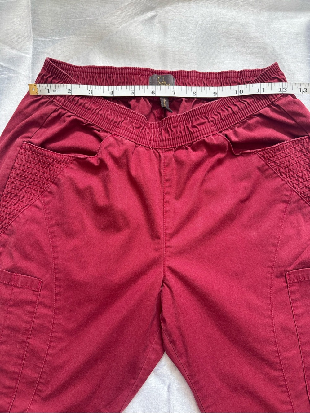 JAANUU Gold Zip Moto Scrub Set Burgundy Wine - Women's Small - Picture 8 of 12